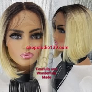 Blonde ombre lace front bob wig